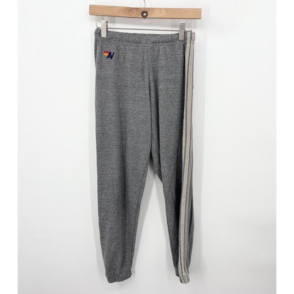 Aviator Nation Sweatpants Women Xsmall Stripe Gray Joggers Retro Comfy Lounge` - Picture 1 of 9